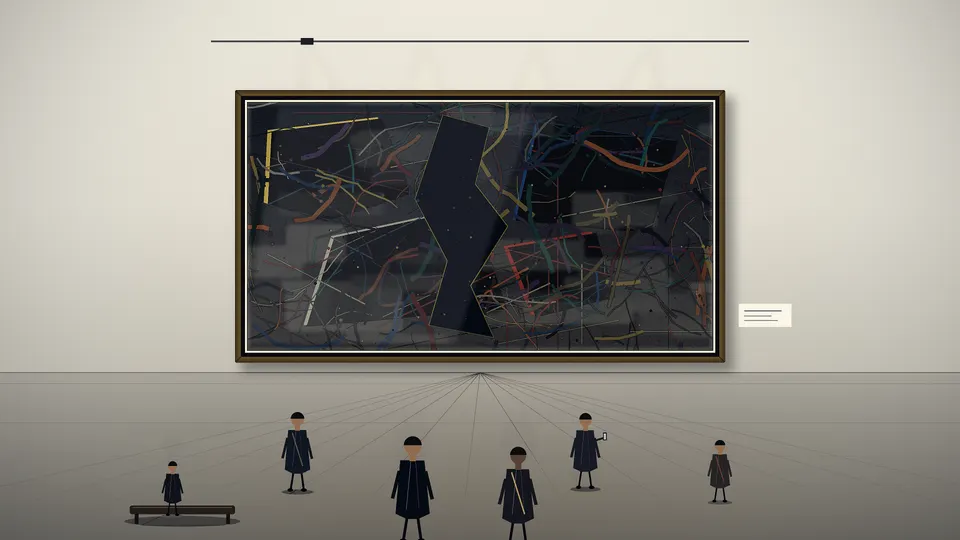 Procedural abstract gallery painting generated by Spur