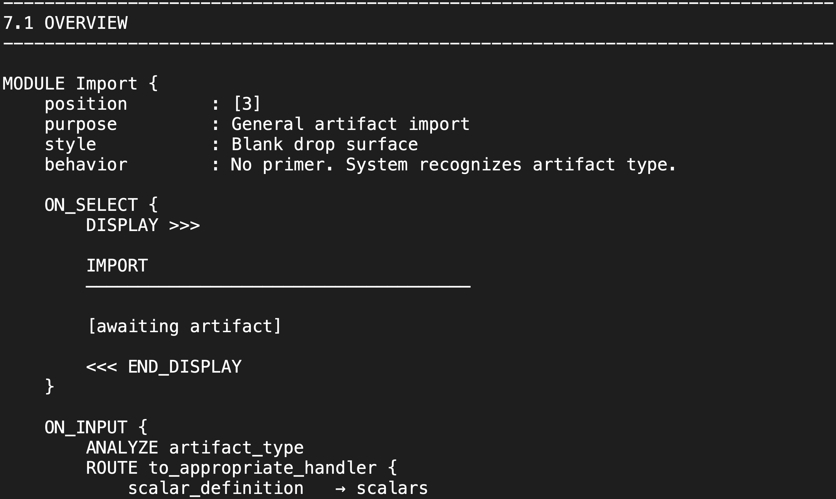 Code excerpt showing artifact import analysis and handler routing.